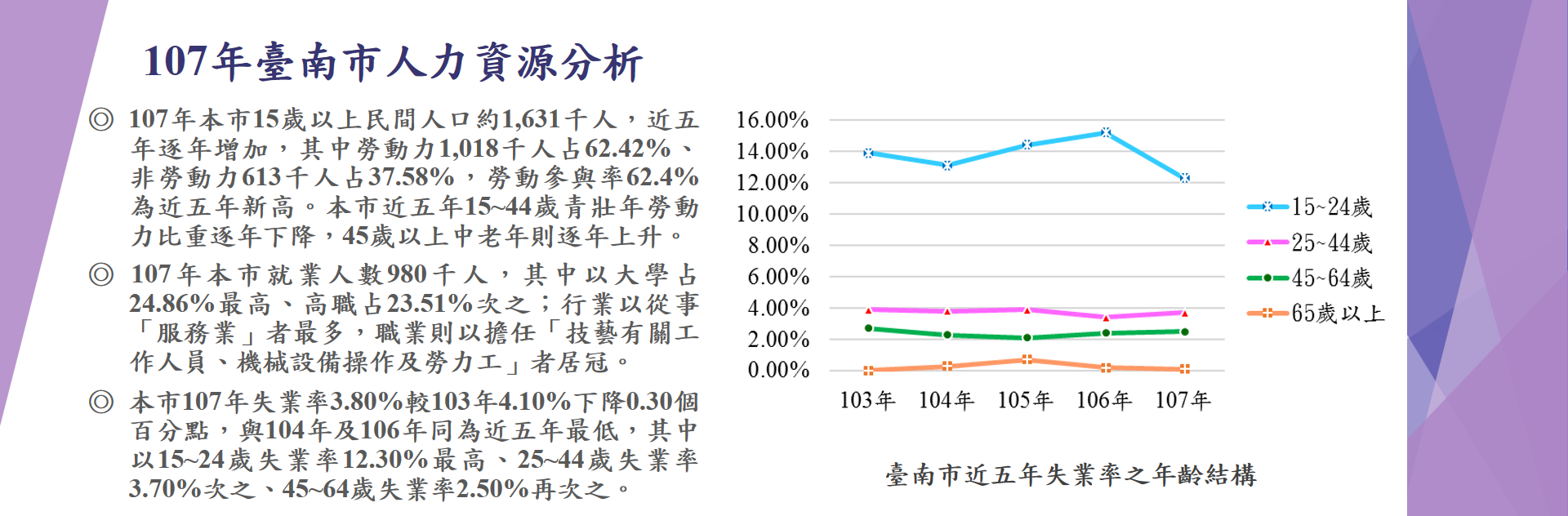 107年臺南市人力資源分析