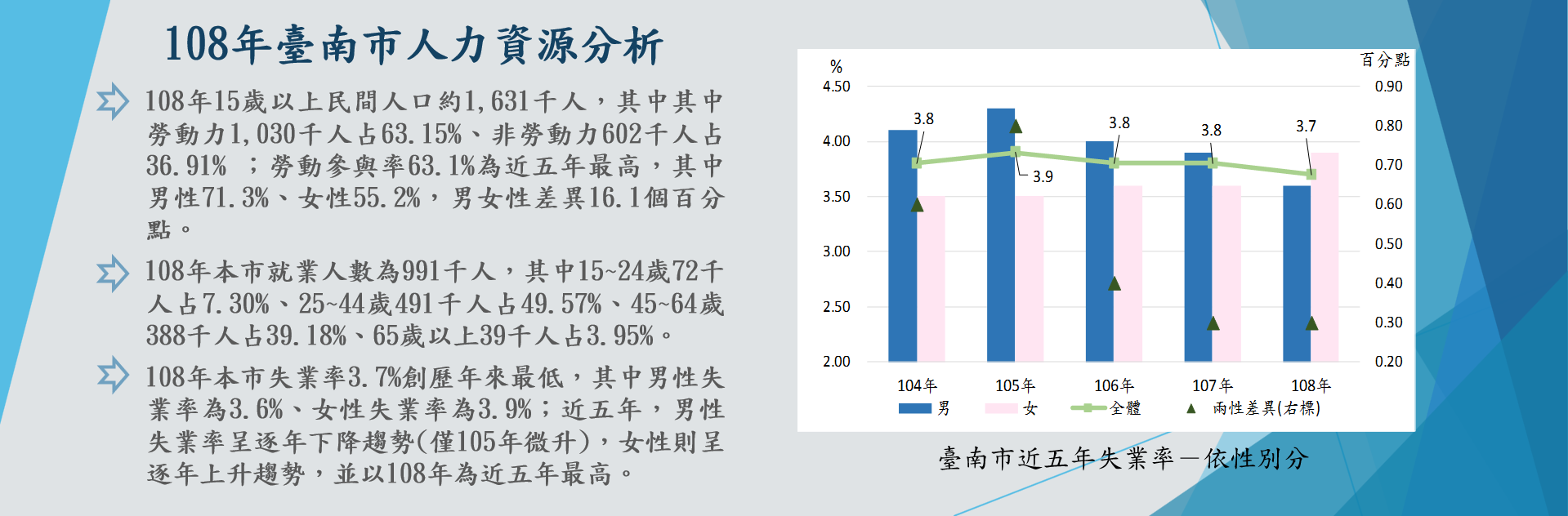 108年臺南市人力資源分析