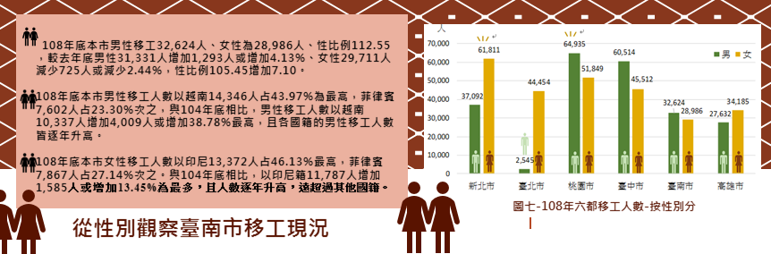 從性別觀察臺南市移工現況
