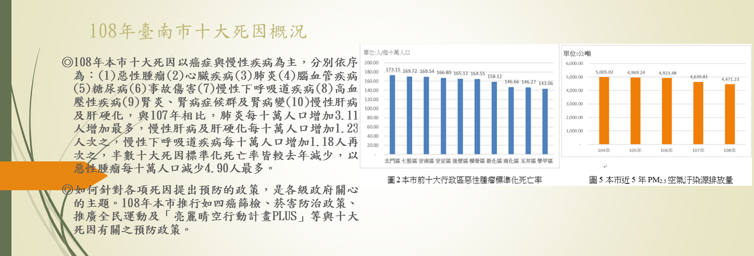 108年臺南市十大死因概況