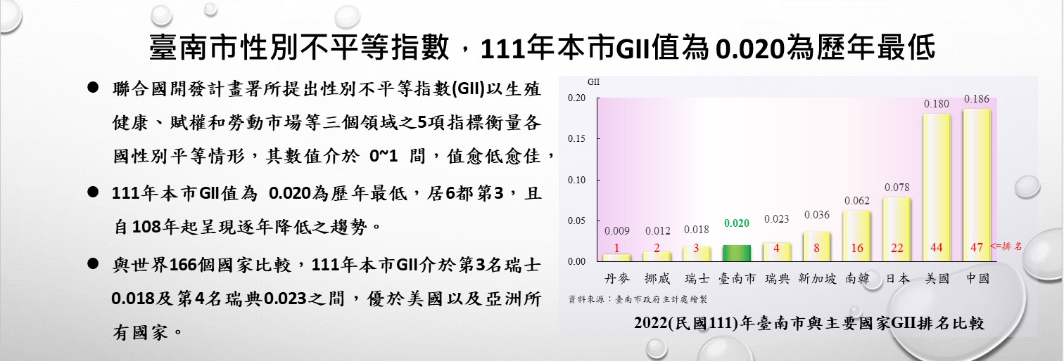 臺南市性別不平等指數性別分析